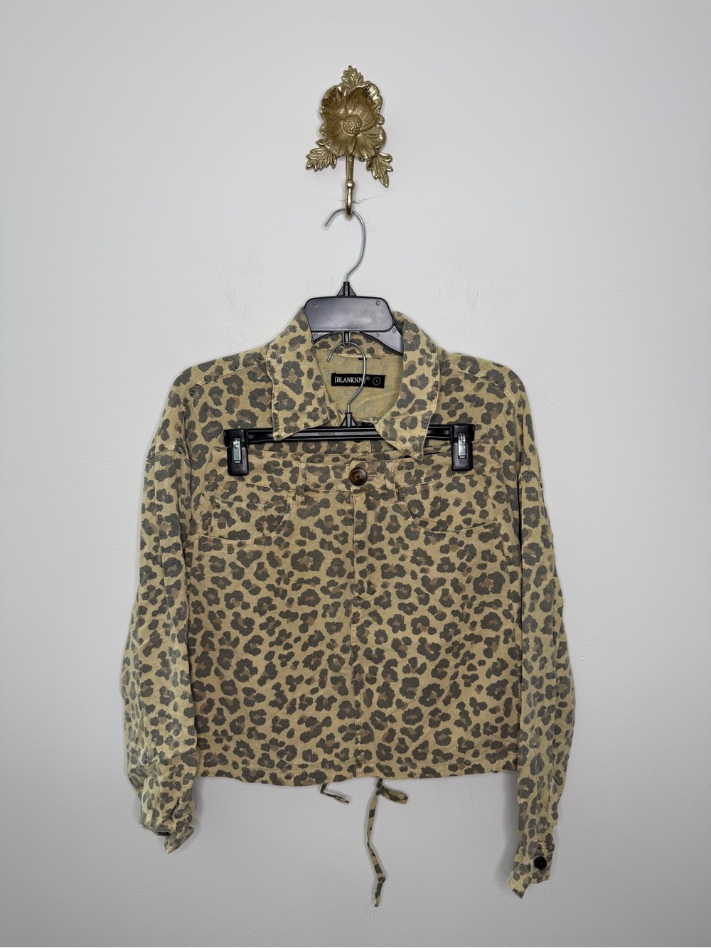 Blank NYC Wild Short Lightweight Leopard Shirt Jacket and Skirt Set XS